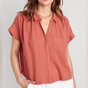 Women's ON V-Neck Dolman-Sleeve Blouse in Spice Girl SU23 Brand New w/ tags L
